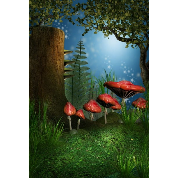 Photography Backgrounds 12Feet Width-8Feet High Photo Backdrops Mushroom Backgrounds Computer Printed Vinyl Photography Background 